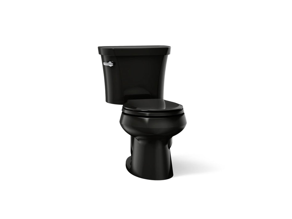 KOHLER K-3947-U Wellworth Two-piece round-front 1.28 gpf toilet with insulated tank and 14" rough-in, black black