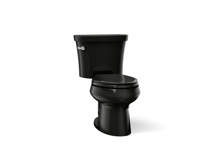 KOHLER K-3948-T Wellworth Two-piece Elongated Toilet, 1.28 GPF, Black Black - 3/4 view of product
