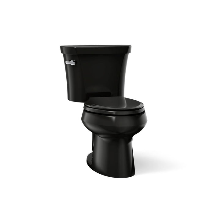 KOHLER K-3948-T Wellworth Two-piece Elongated Toilet, 1.28 GPF, Black Black - 3/4 view of product