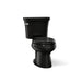 KOHLER K-3948-T Wellworth Two-piece Elongated Toilet, 1.28 GPF, Black Black - 3/4 view of product