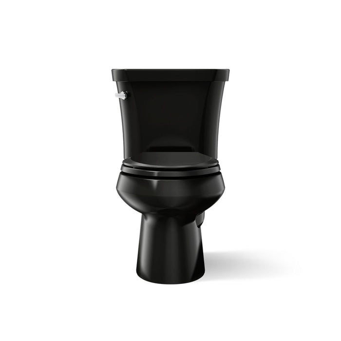 KOHLER K-3948-T Wellworth Two-piece Elongated Toilet, 1.28 GPF, Black Black - front view of product