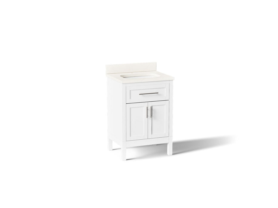 KOHLER K-39603-ASB Hadron 24" bathroom vanity cabinet with sink and quartz top, white