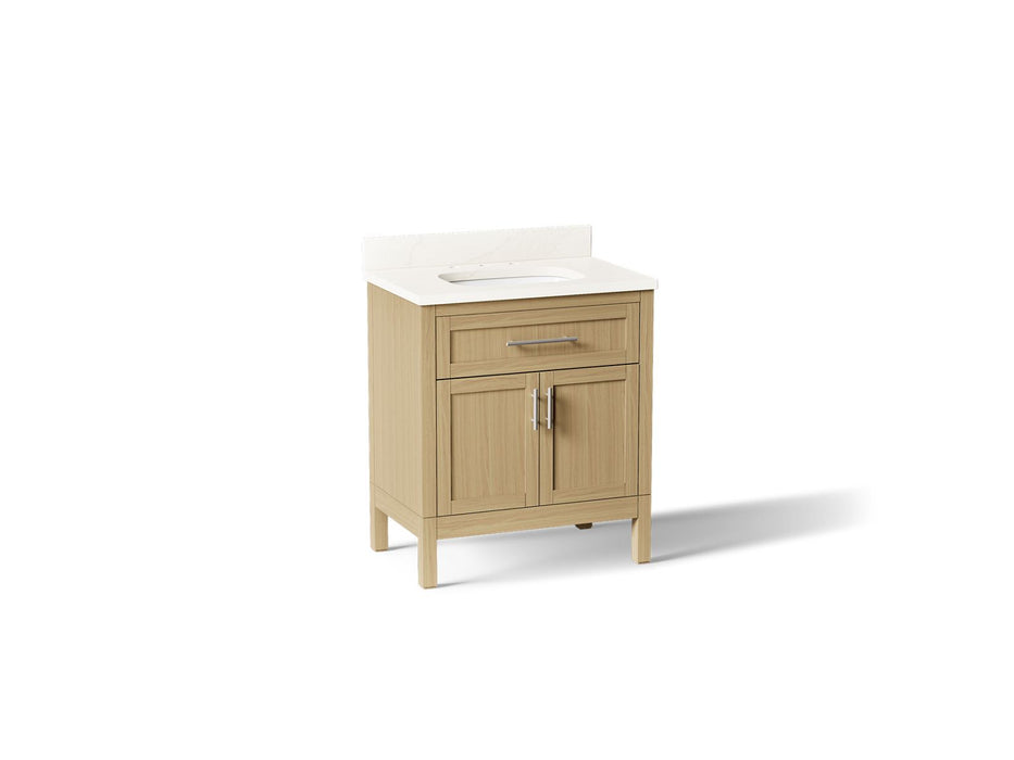 KOHLER K-39604-ASB Hadron 30" bathroom vanity cabinet with sink and quartz top, light oak
