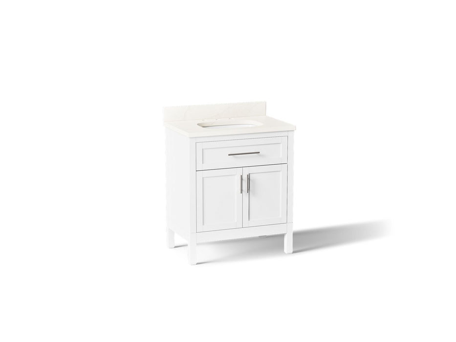 KOHLER K-39604-ASB Hadron 30" bathroom vanity cabinet with sink and quartz top, white