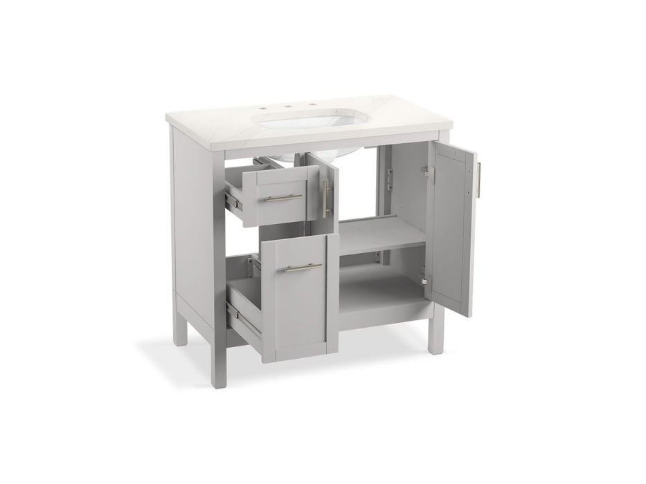 KOHLER K-39605-ASB Hadron 36" bathroom vanity cabinet with sink and quartz top