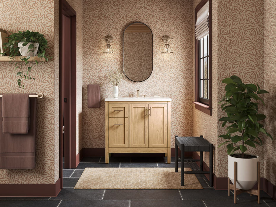 KOHLER K-39605-ASB Hadron 36" bathroom vanity cabinet with sink and quartz top