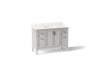 KOHLER K-39606-ASB Hadron 48" bathroom vanity cabinet with sink and quartz top, atmos grey