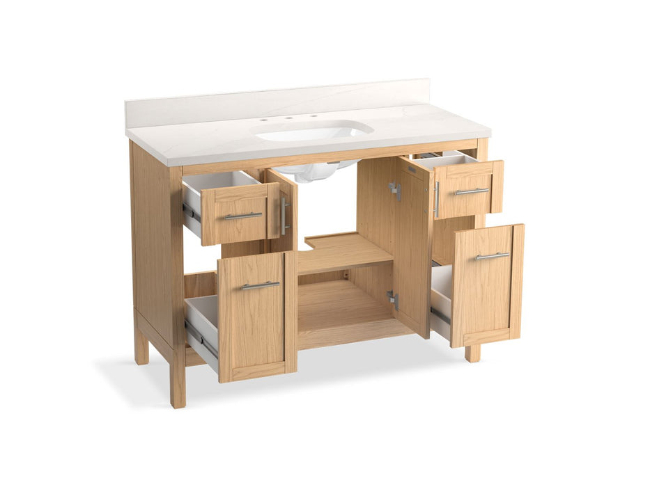 KOHLER K-39606-ASB Hadron 48" bathroom vanity cabinet with sink and quartz top, light oak - view 3