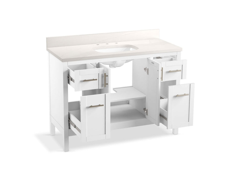 KOHLER K-39606-ASB Hadron 48" bathroom vanity cabinet with sink and quartz top, white - view 2