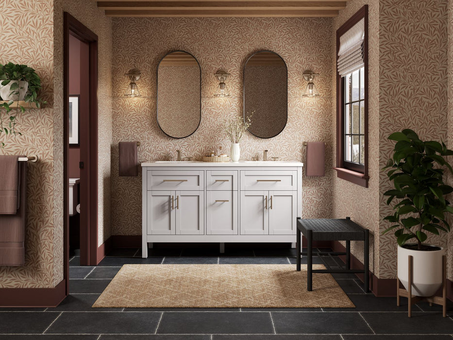 KOHLER K-39607-ASB Hadron 60" bathroom vanity cabinet with sinks and quartz top, atmos grey - view 3
