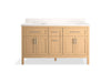 KOHLER K-39607-ASB Hadron 60" bathroom vanity cabinet with sinks and quartz top, light oak - view 5