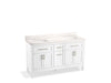 KOHLER K-39607-ASB Hadron 60" bathroom vanity cabinet with sinks and quartz top, white - view 2