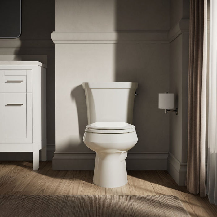 KOHLER K-3987-RA Wellworth Two-piece round-front dual-flush toilet with right-hand trip lever, biscuit - view 4
