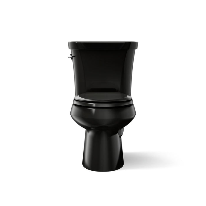 KOHLER K-3988 Wellworth Two-piece Elongated Toilet, Dual-flush, Black Black - front view of product