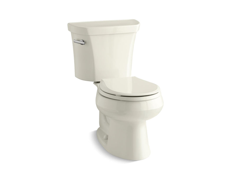 KOHLER K-3997-T Wellworth Two-piece round-front 1.28 gpf toilet with tank cover locks, biscuit