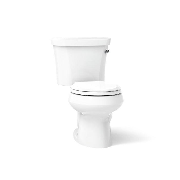 KOHLER K-3997-TR Wellworth Two-piece round-front 1.28 gpf toilet with right-hand trip lever and tank cover locks, white -...