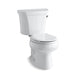 KOHLER K-3997-UR Wellworth Two-piece round-front 1.28 gpf toilet with right-hand trip lever and insulated tank, white