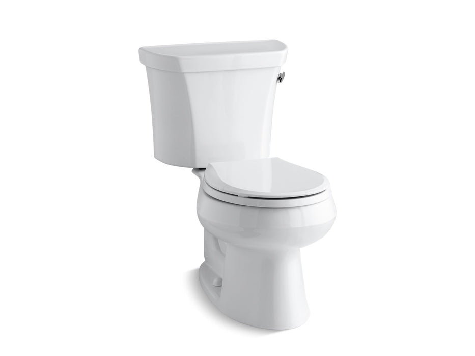 KOHLER K-3997-UR Wellworth Two-piece round-front 1.28 gpf toilet with right-hand trip lever and insulated tank, white