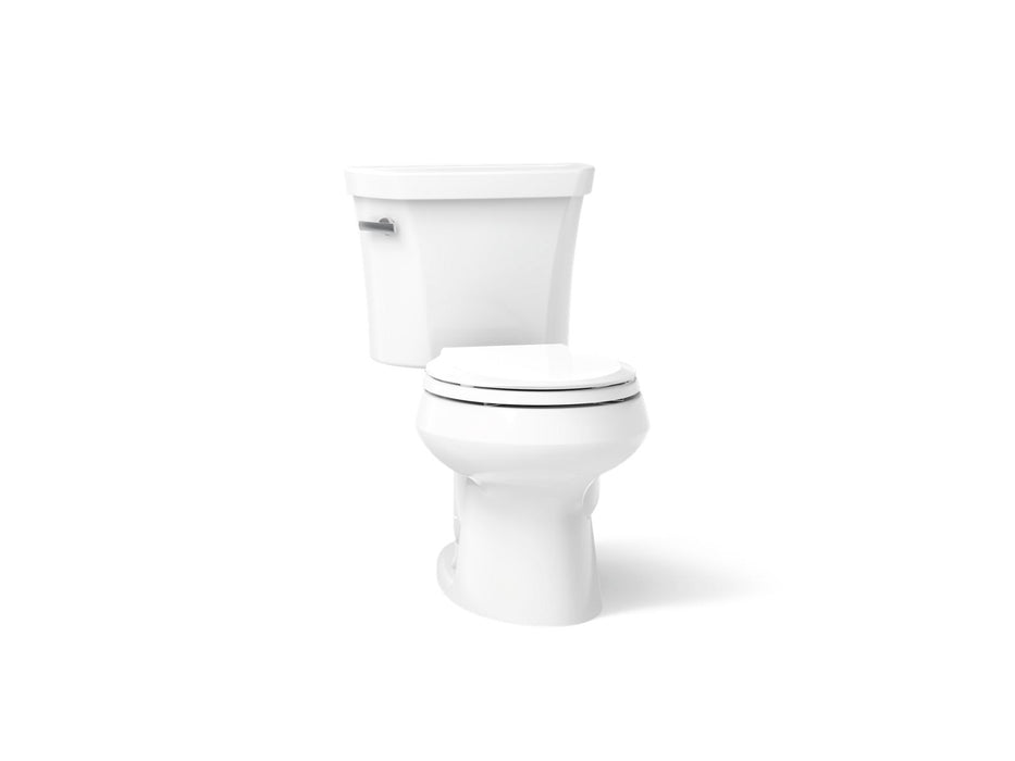 KOHLER K-3997-UT Wellworth Two-piece round-front 1.28 gpf toilet with tank cover locks and insulated tank, white