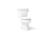 KOHLER K-3998-RA Wellworth Two-piece elongated 1.28 gpf toilet with right-hand trip lever, white