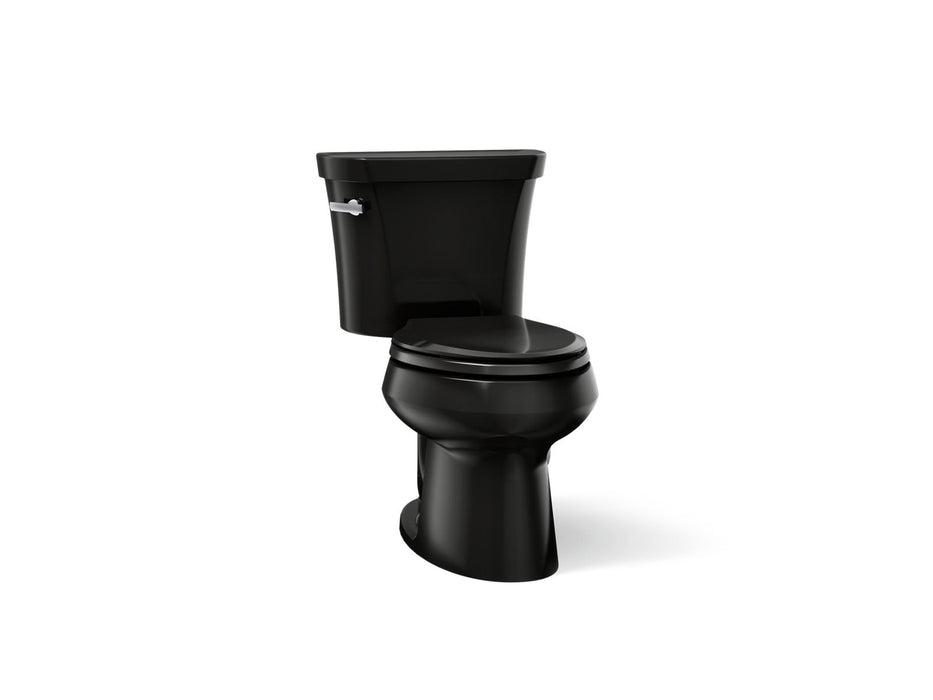 KOHLER K-3998-T Wellworth Two-piece elongated 1.28 gpf toilet with tank cover locks, black black