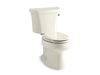 KOHLER K-3998-TR Wellworth Two-piece elongated 1.28 gpf toilet with right-hand trip lever and tank cover locks, biscuit