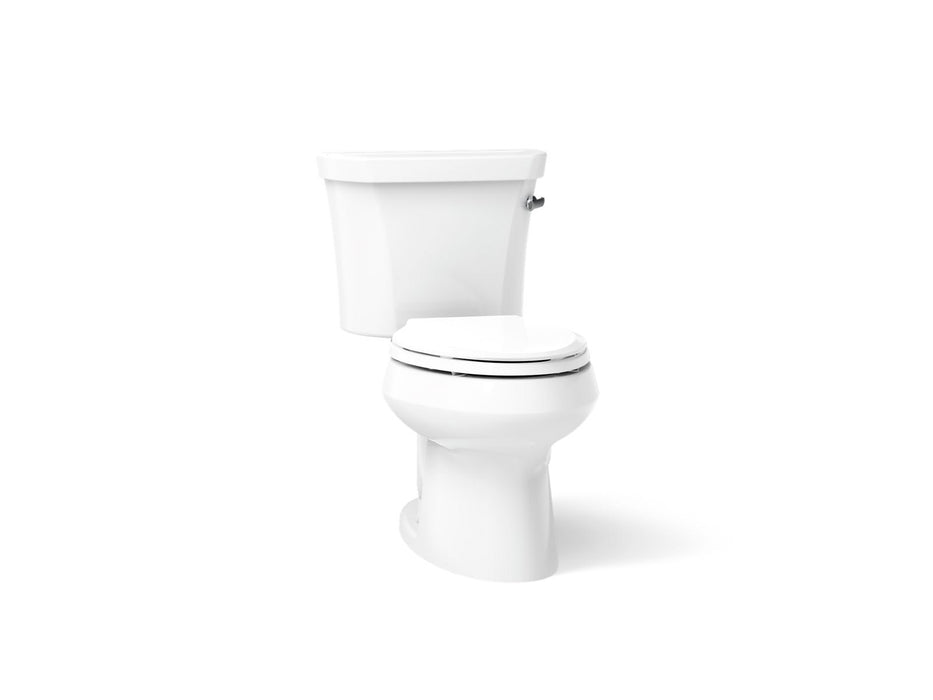 KOHLER K-3998-TR Wellworth Two-piece elongated 1.28 gpf toilet with right-hand trip lever and tank cover locks, white