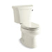 KOHLER K-3998-UR Wellworth Two-piece elongated 1.28 gpf toilet with right-hand trip lever and insulated tank, biscuit
