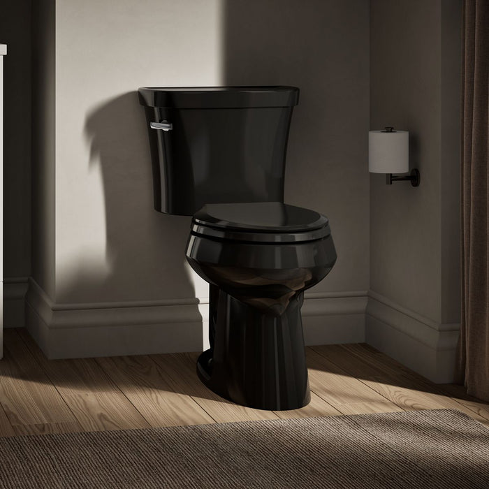 KOHLER K-3999-T Highline Two-piece Elongated Toilet, 1.28 GPF, Black Black - image focused on single product story