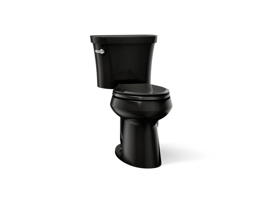 KOHLER K-3999-T Highline ComForteeight Two-piece elongated 1.28 gpf chair height toilet with tank cover locks, black black