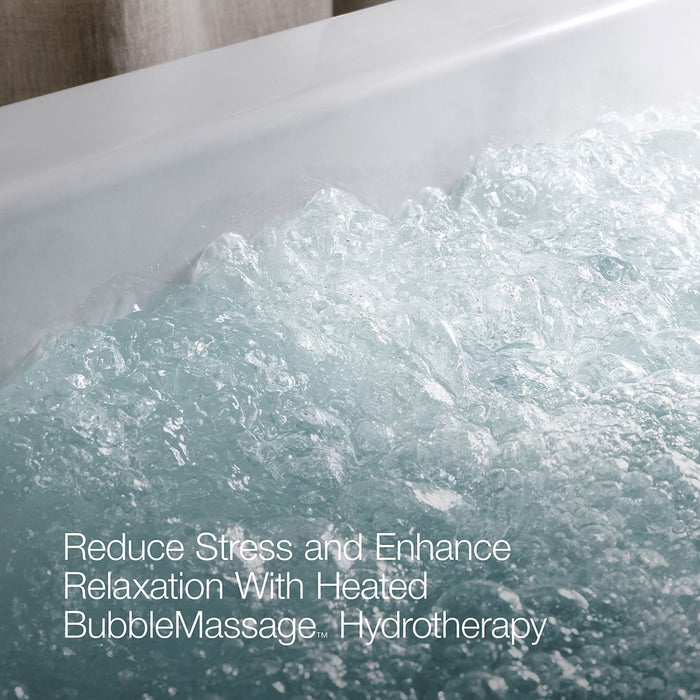 KOHLER K-40223-GH Ceric 65-1/4" x 31-5/16" Freestanding Heated BubbleMassage™ Air Bath, White - Detail image of a product fea