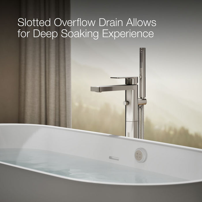 KOHLER K-40223-GH Ceric 65-1/4" x 31-5/16" Freestanding Heated BubbleMassage™ Air Bath, White - Shows close up detail of prod