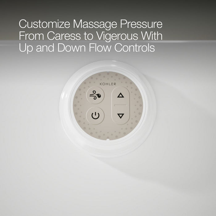 KOHLER K-40224-GH Evok 66" x 30" Freestanding Heated BubbleMassage™ Air Bath, White - Detail image of a product feature