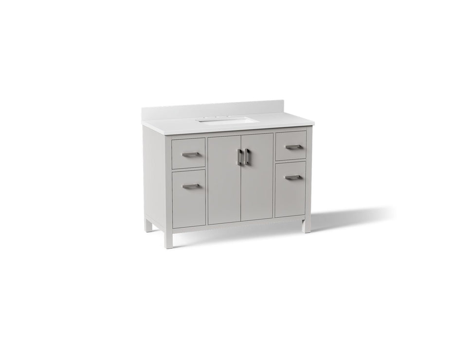KOHLER K-40640-BD1 Kresla 48" bathroom vanity cabinet with sink and quartz top, atmos grey
