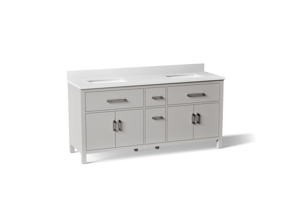 KOHLER K-40642-BD1 Kresla 72" bathroom vanity cabinet with sinks and quartz top, atmos grey