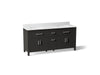KOHLER K-40642-BD1 Kresla 72" bathroom vanity cabinet with sinks and quartz top, carbon oak