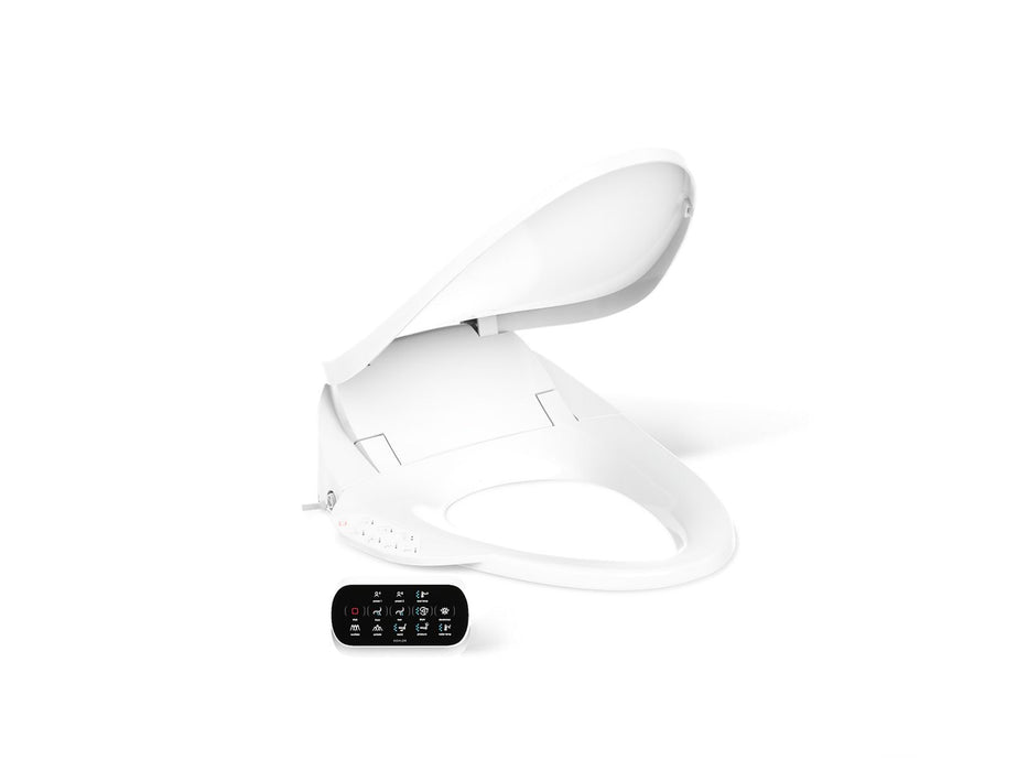 KOHLER K-4108 PureWash E750 Elongated bidet toilet seat with remote control, white