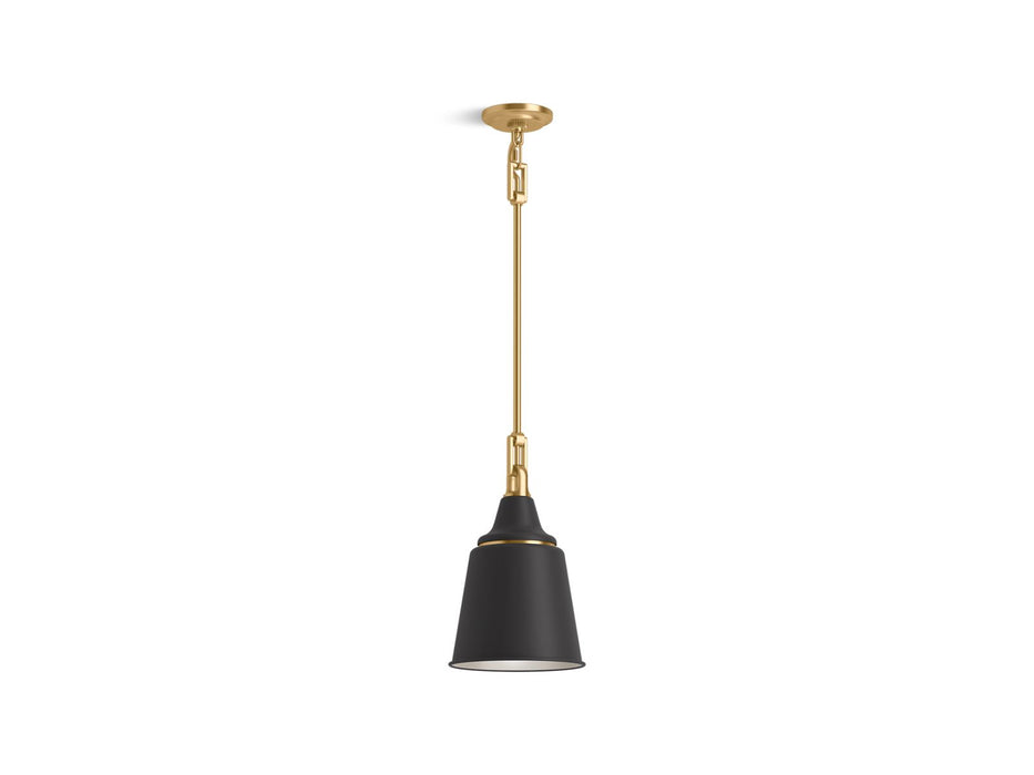 KOHLER K-42201-PE01 Varla 9" pendant, black with brass trim