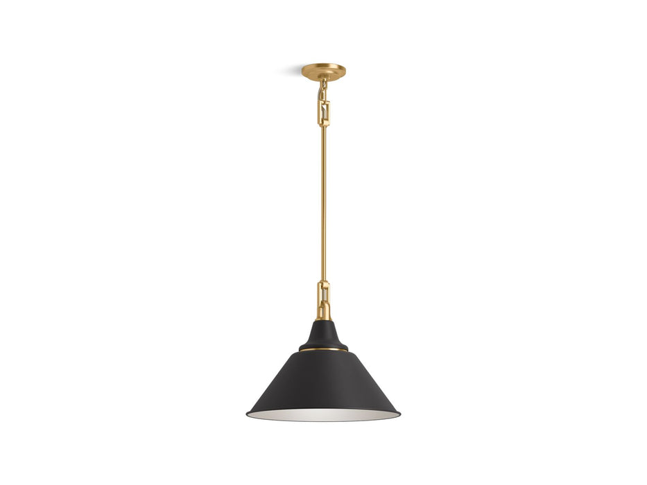 KOHLER K-42202-PE01 Varla 16" pendant, black with brass trim