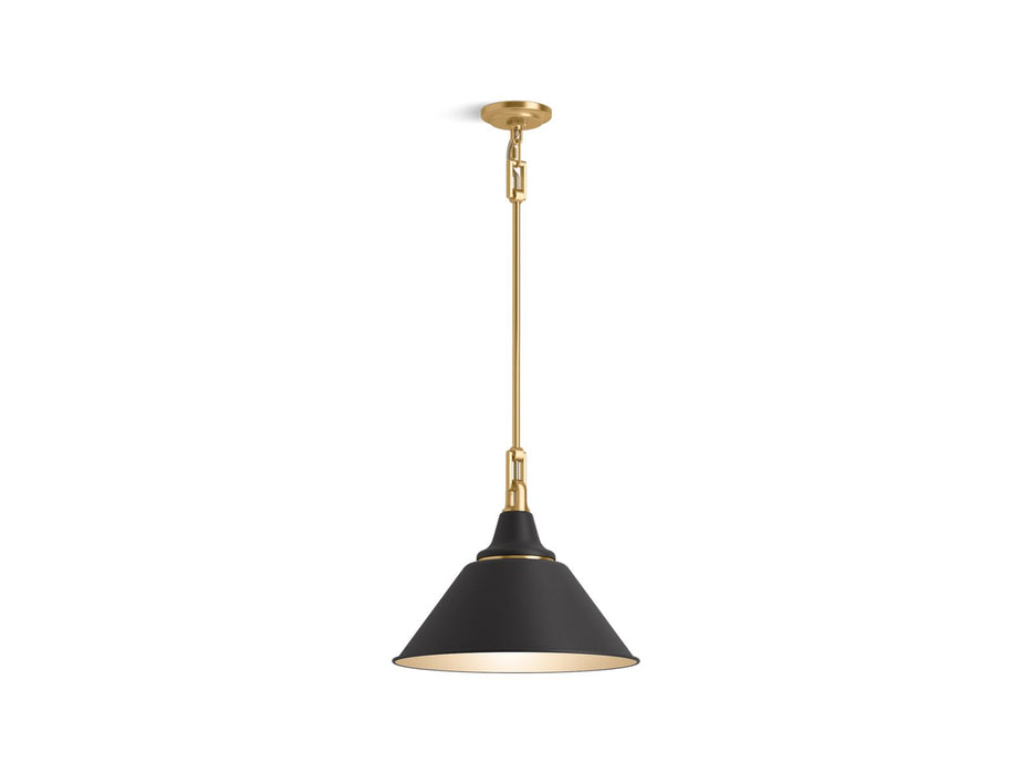 KOHLER K-42202-PE01 Varla 16" pendant, black with brass trim - view 2