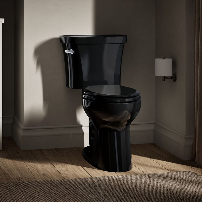 KOHLER Highline Comfort Height Two-Piece Elongated 1.28 GPF Toilet in White (K-43999-0) - Black Black