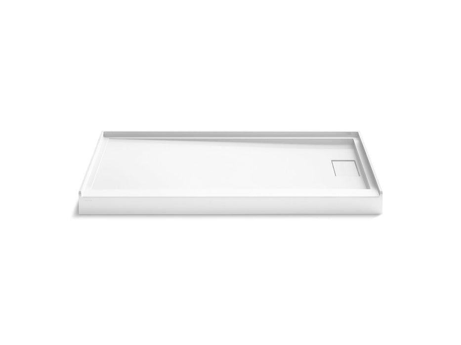 KOHLER K-44150 Stoneridge 60" x 32" alcove shower base, right drain, honed white