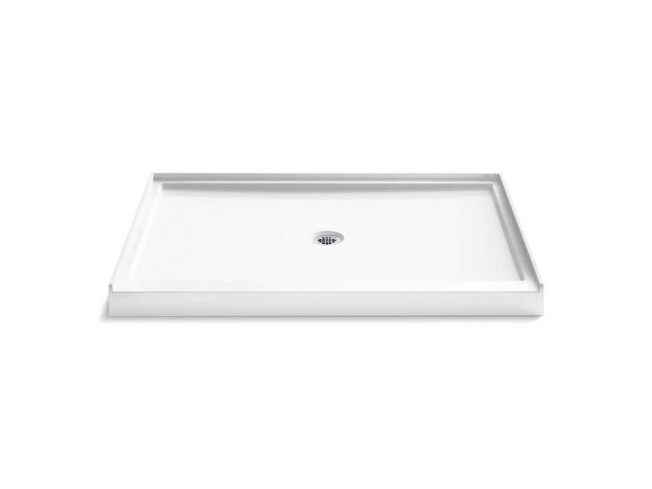 KOHLER K-44157 Stoneridge 60" x 42" alcove shower base, center drain, honed white