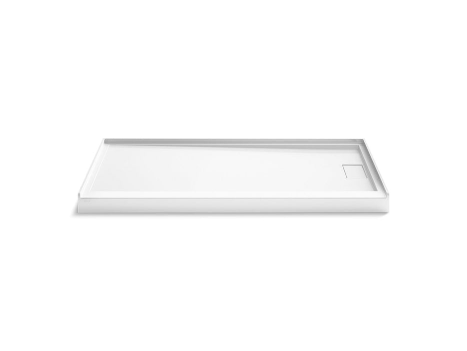 KOHLER K-44162 Stoneridge 72" x 34" alcove shower base, right drain, honed white