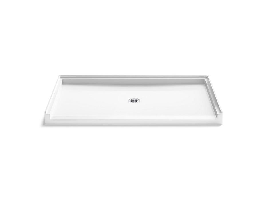 KOHLER K-44165 Stoneridge 62" x 34" alcove shower base, center drain, honed white