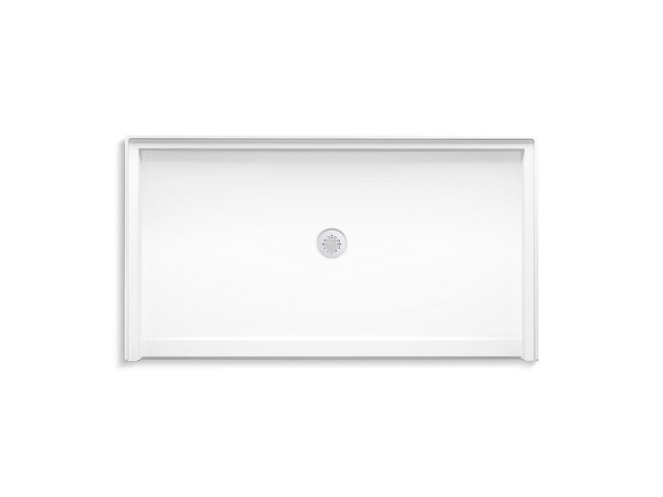 KOHLER K-44165 Stoneridge 62" x 34" alcove shower base, center drain, honed white - view 2