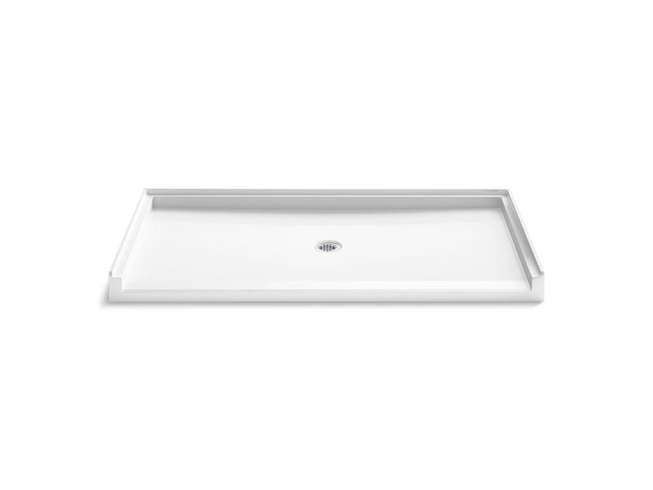 KOHLER K-44168 Stoneridge 66" x 34" alcove shower base, center drain, honed white