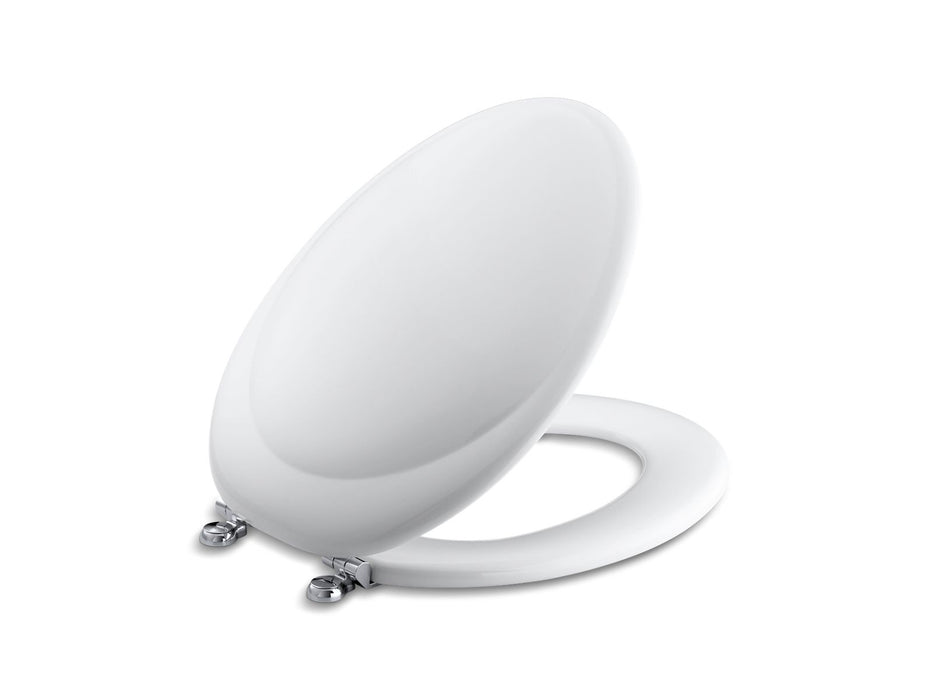KOHLER K-4615-CP Revival(R) elongated toilet seat with Polished Chrome hinges, white