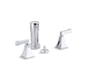 KOHLER K-470-4V Memoirs Stately Vertical spray bidet faucet with Deco lever handles, polished chrome