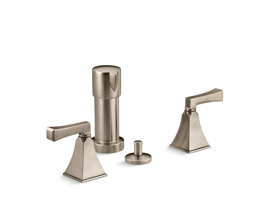 KOHLER K-470-4V Memoirs Stately Vertical spray bidet faucet with Deco lever handles, vibrant brushed bronze